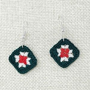 Handmade tiny crochet granny square earrings